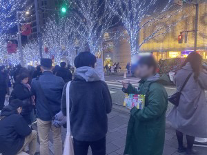 六本木駅にて二日酔い対策サプリメントのPR配布